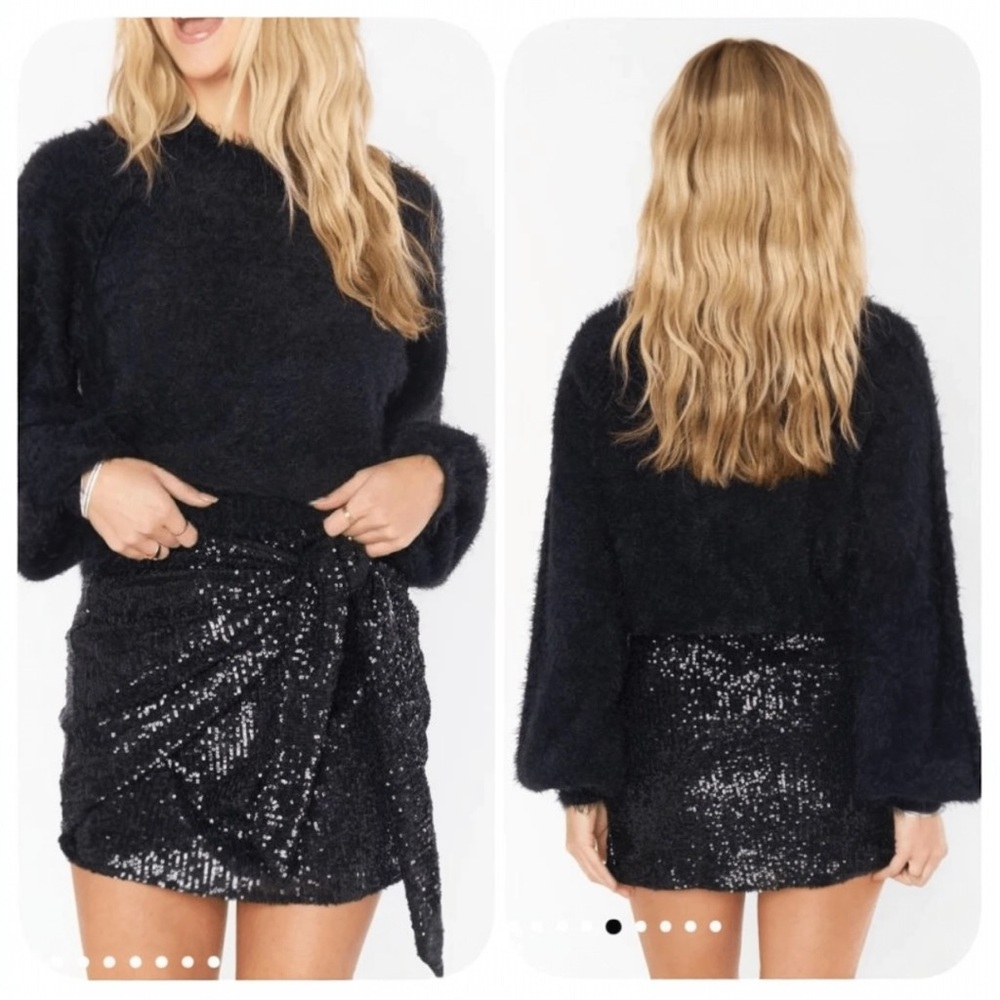 Show Me Your MuMu Black Sequin Mini Skirt